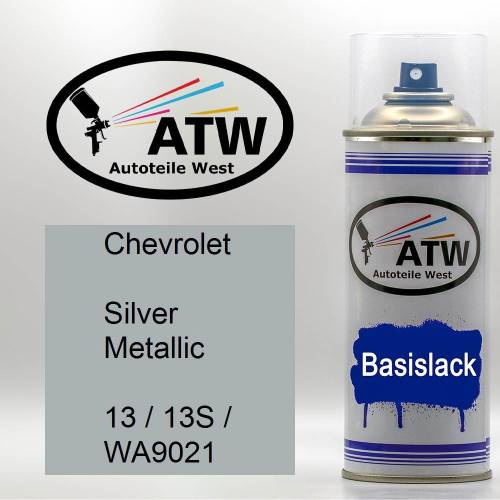 Chevrolet, Silver Metallic, 13 / 13S / WA9021: 400ml Sprühdose, von ATW Autoteile West.